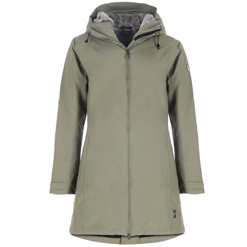 Blue Wave Damen Funktionsparka Nicola mit Fellimitat - Funktionsjacke wasserdicht, winddicht, atmungsaktiv in Schilf Größe 46 von Blue Wave