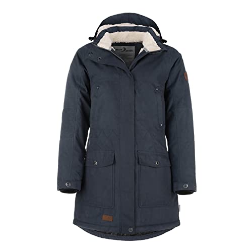 Blue Wave Damen Funktionsparka Outdoor-Jacke Anke - Funktionsmantel Funktionsjacke mit Fleece-Rücken und Kapuze in Marine Größe 48 von Blue Wave