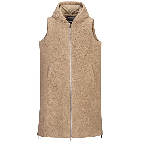 Blue Wave Damen Sherpa Fleeceweste Koco - Weste Fleece mit Kapuze in Sand Größe 36 von Blue Wave