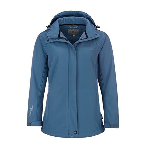 Blue Wave Damen Softshelljacke Bente mit Fleece-Innenfutter - Jacke mit abnehmbarer Kapuze in Steel Blue Größe 46 von Blue Wave