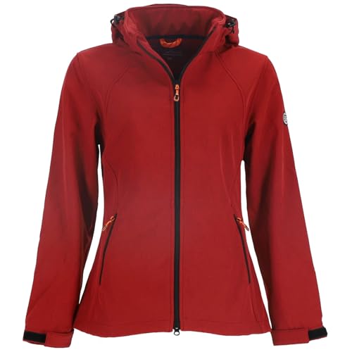 Blue Wave Damen Softshelljacke Maite mit abnehmbarer Kapuze - Jacke winddicht und atmungsaktiv in Granat Rot Größe 54 von Blue Wave