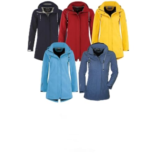 Blue Wave Damen Softshellmantel Birgit - Softshelljacke Outdoor-Jacke mit abnehmbarer Kapuze in Oceanblau Größe 48 von Blue Wave