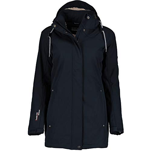 Blue Wave Damen Softshellmantel Clarissa mit Innenfleece - Softshelljacke Outdoor mit abnehmbarer Kapuze in Marine Größe 36 von Blue Wave