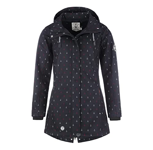 Blue Wave Damen Softshellmantel Jana mit Anker-Print Maritim - Softshelljacke Regenjacke Outdoor-Jacke in Marine Blau Größe 38 von Blue Wave