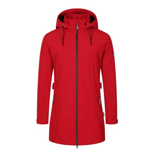Blue Wave Damen Softshellmantel Martje mit Fleecefutter - Softshelljacke mit abnehmbarer Kapuze in Rot Größe 54 von Blue Wave