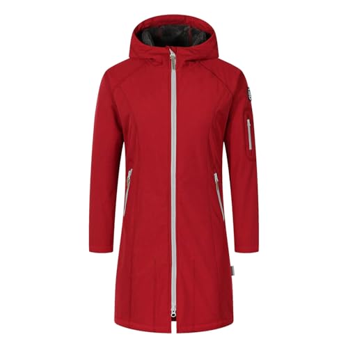 Blue Wave Damen Softshellparka Mareike mit Fleece-Futter - Wasserdichter Softshell-Mantel mit Kapuze in Granat Rot Größe 54 von Blue Wave