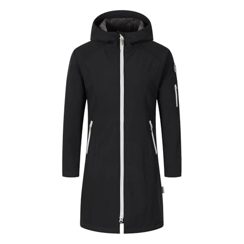 Blue Wave Damen Softshellparka Mareike mit Fleece-Futter - Wasserdichter Softshell-Mantel mit Kapuze in Schwarz Größe 52 von Blue Wave