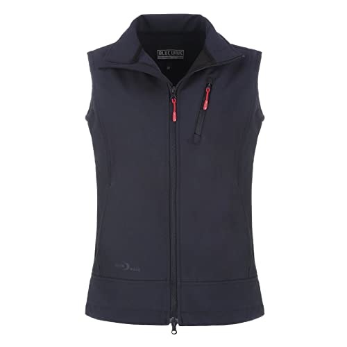 Blue Wave Damen Softshellweste Britt Unifarben - Outdoor-Weste Softshell Weste mit Stehkragen in Marine Blau Größe 38 von Blue Wave