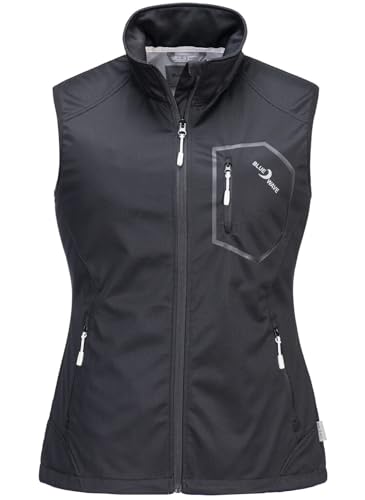 Blue Wave Damen Softshellweste Kira mit Stehkragen - Leichte Weste Softshell Outdoor winddicht und atmungsaktiv in Schwarz Größe 44 von Blue Wave