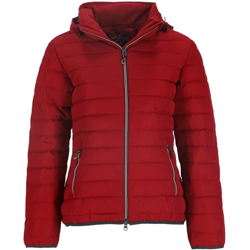 Blue Wave Damen Steppjacke Nina mit abnehmbarer Kapuze - Gesteppte Jacke in Melange-Optik in Granat Rot Größe 50 von Blue Wave