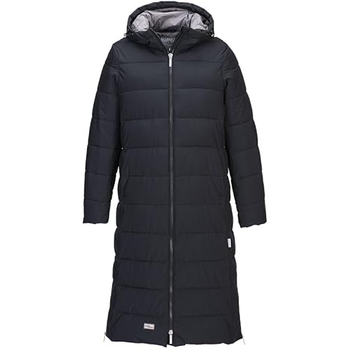 Blue Wave Damen Steppmantel Kaike mit verstellbarer Kapuze - Lange Steppjacke mit Innenfutter in Schwarz Größe 54 von Blue Wave