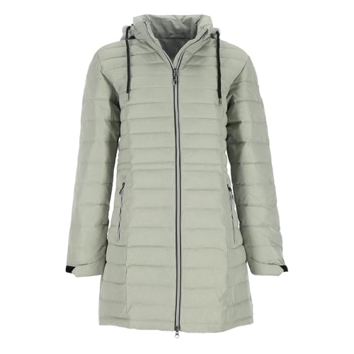 Blue Wave Damen Steppmantel Nena mit abnehmbarer Kapuze - Gesteppter Mantel in Melange-Optik in Schilf Größe 56 von Blue Wave