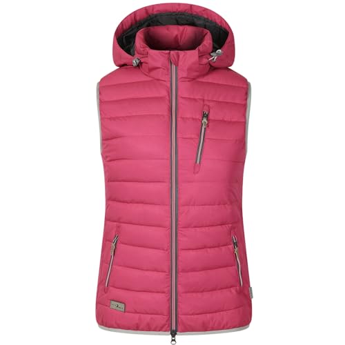 Blue Wave Damen Steppweste Ina in Daunen-Optik - Kapuzenweste Gesteppte Weste mit Kapuze und Reißverschluss in Pink Größe 46 von Blue Wave