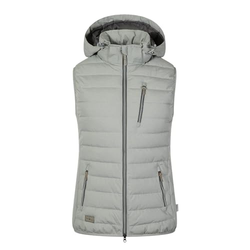 Blue Wave Damen Steppweste Ina in Daunen-Optik - Kapuzenweste Gesteppte Weste mit Kapuze und Reißverschluss in Seagrass Größe 36 von Blue Wave