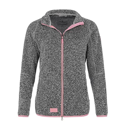 Blue Wave Damen Strickfleecejacke Helga unifarben - Fleecejacke Sweatjacke in Strickoptik mit Reißverschluss in Grau Größe 36 von Blue Wave