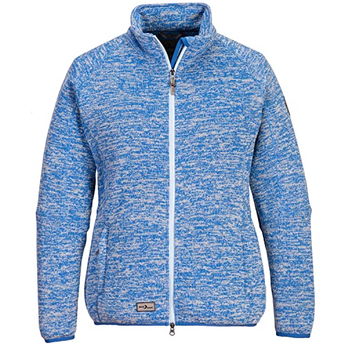 Blue Wave Damen Strickfleecejacke Helga unifarben - Fleecejacke Sweatjacke in Strickoptik mit Reißverschluss in Oceanblau Größe 38 von Blue Wave