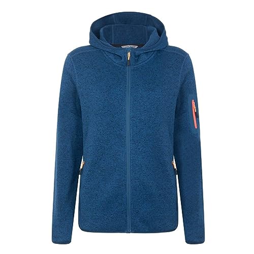 Blue Wave Damen Strickfleecejacke Lotte mit Kapuze - Fleecejacke in Strick- und Melange-Optik in Marine Größe 40 von Blue Wave