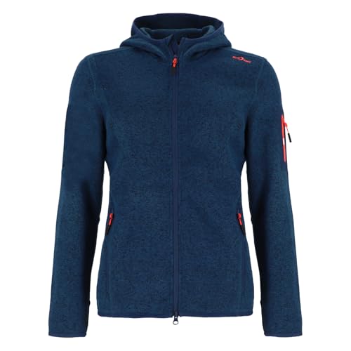 Blue Wave Damen Strickfleecejacke Lotte mit Kapuze - Fleecejacke in Strick- und Melange-Optik in Marine Größe 42 von Blue Wave