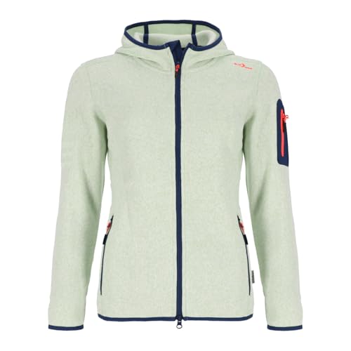Blue Wave Damen Strickfleecejacke Lotte mit Kapuze - Fleecejacke in Strick- und Melange-Optik in Mint Größe 44 von Blue Wave