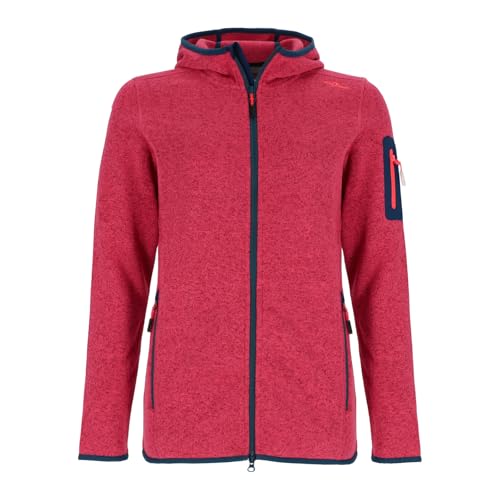 Blue Wave Damen Strickfleecejacke Lotte mit Kapuze - Fleecejacke in Strick- und Melange-Optik in Pink Größe 56 von Blue Wave