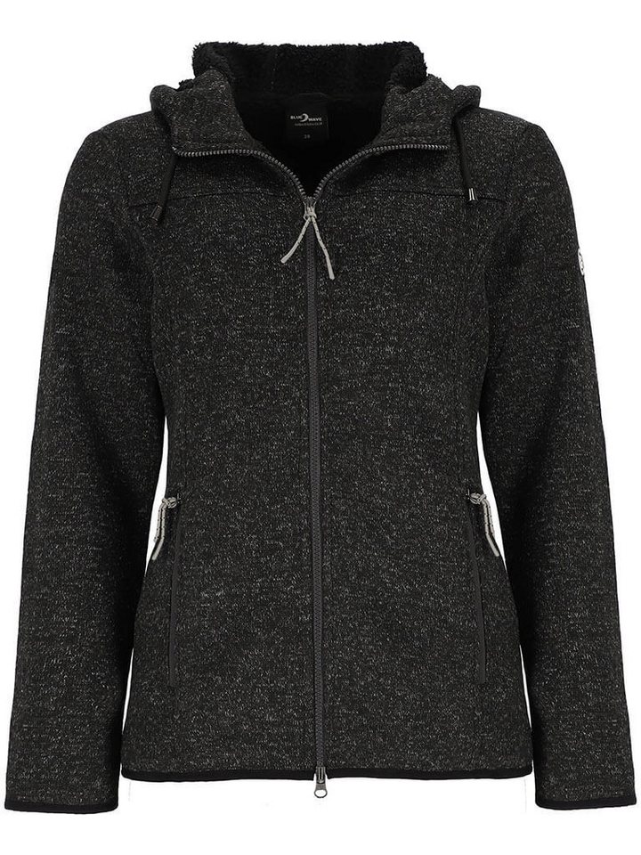 Blue Wave Fleecejacke Damen Strickfleece-Jacke Meike mit Kapuze und Teddy-Futter von Blue Wave