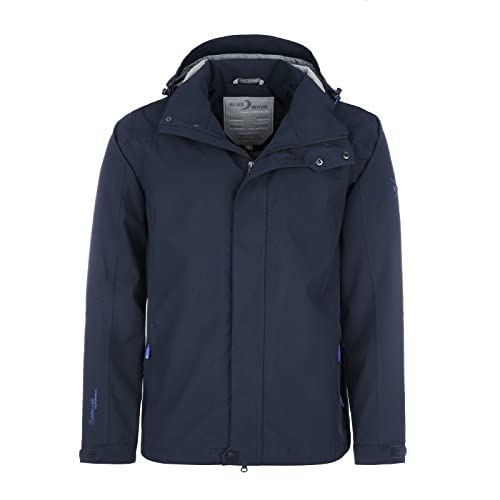 Blue Wave Herren Funktionsjacke Ben Unifarben - Outdoorjacke-Jacke mit abnehmbarer Kapuze in Marine Größe M von Blue Wave