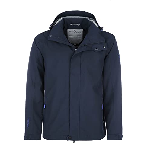 Blue Wave Herren Funktionsjacke Ben Unifarben - Outdoorjacke-Jacke mit abnehmbarer Kapuze in Marine Größe XL von Blue Wave