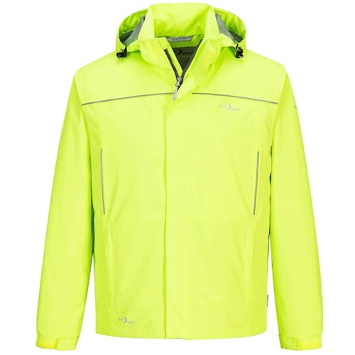 Blue Wave Herren Funktionsjacke Klaas - Verstaubare und wasserdichte Regenjacke mit Mesh-Innenfutter und Kapuze in Neongelb Größe XXL von Blue Wave