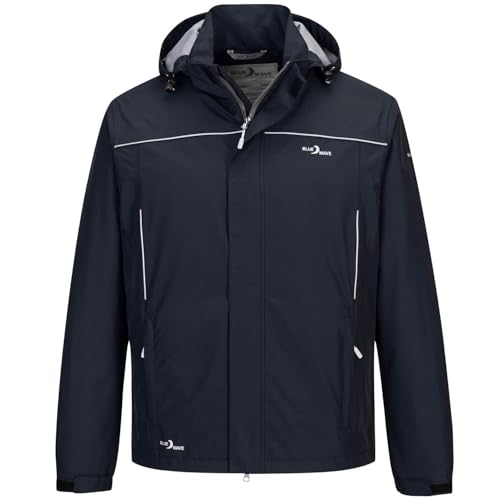 Blue Wave Herren Funktionsjacke Klaas - Verstaubare und wasserdichte Regenjacke mit Mesh-Innenfutter und Kapuze in Schwarz Größe 4XL von Blue Wave