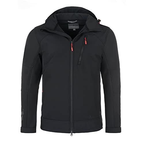 Blue Wave Herren Softshelljacke Bent - Outdoor-Jacke Übergangsjacke Jacke mit abnehmbarer Kapuze in Schwarz Größe XXL von Blue Wave