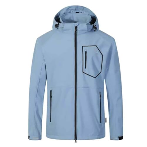 Blue Wave Herren Softshelljacke Louis mit verstellbarer Kapuze - Unifarbene Jacke winddicht und atmungsaktiv in Ice Blue Größe 4XL von Blue Wave
