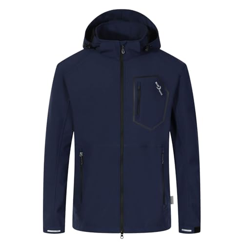 Blue Wave Herren Softshelljacke Louis mit verstellbarer Kapuze - Unifarbene Jacke winddicht und atmungsaktiv in Marine Größe XXL von Blue Wave