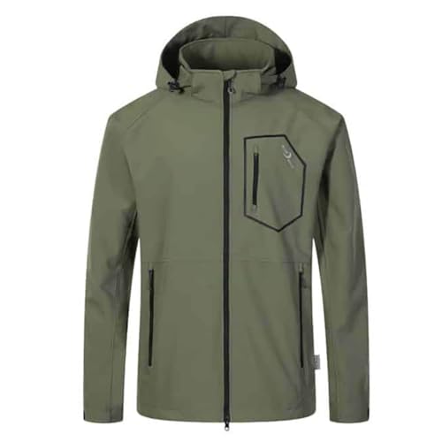 Blue Wave Herren Softshelljacke Louis mit verstellbarer Kapuze - Unifarbene Jacke winddicht und atmungsaktiv in Oliv Größe S von Blue Wave