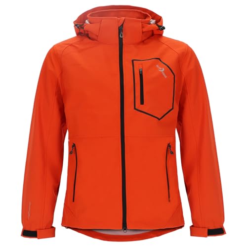 Blue Wave Herren Softshelljacke Louis mit verstellbarer Kapuze - Unifarbene Jacke winddicht und atmungsaktiv in Orange Größe 6XL von Blue Wave