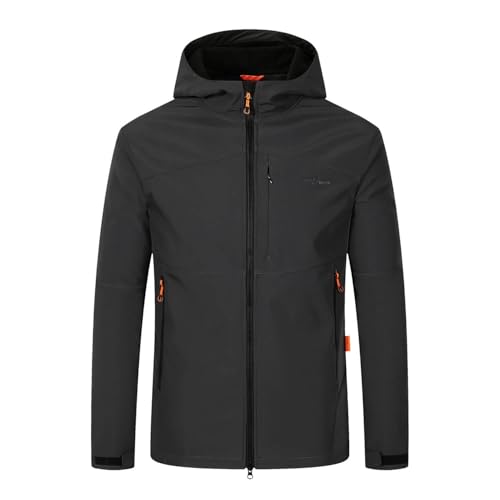 Blue Wave Herren Softshelljacke Mads mit Fleecefutter - Jacke mit angeschnittener Kapuze in Anthrazit Größe XXL von Blue Wave