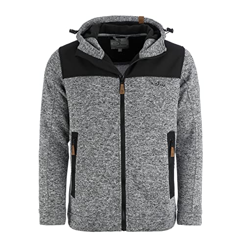 Blue Wave Herren Strickfleecejacke Fabio - Fleecejacke Strickjacke Jacke mit Softshell-Besatz in Grau Größe L von Blue Wave