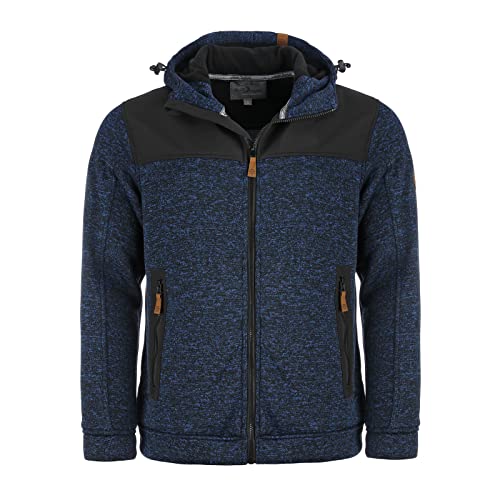 Blue Wave Herren Strickfleecejacke Fabio - Fleecejacke Strickjacke Jacke mit Softshell-Besatz in Marine Größe L von Blue Wave