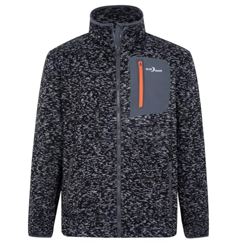 Blue Wave Herren Strickfleecejacke Liam mit Stehkragen - Fleecejacke in Strickoptik in Anthrazit Größe M von Blue Wave