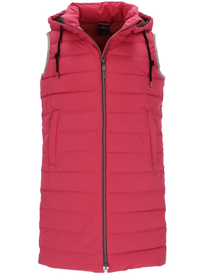 Blue Wave Longweste Damen Steppweste Mette Daunenoptik mit Kapuze und Streifenmusterung von Blue Wave