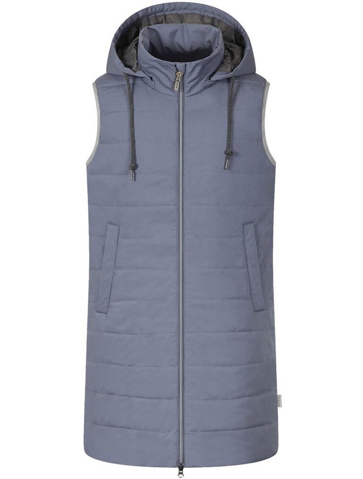 Blue Wave Longweste Damen Steppweste Mette Daunenoptik mit Kapuze und Streifenmusterung von Blue Wave