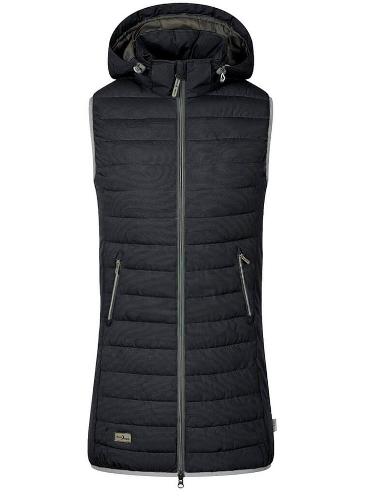 Blue Wave Longweste Damen Steppweste Mette Daunenoptik mit Kapuze und Streifenmusterung von Blue Wave