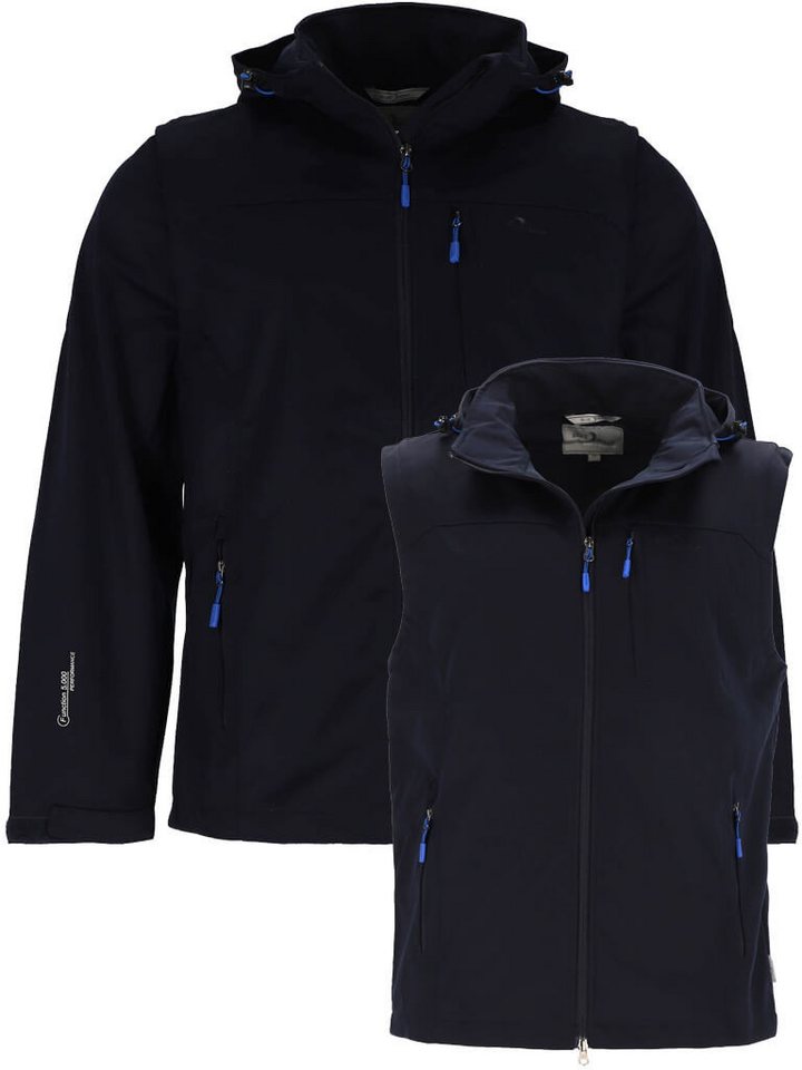 Blue Wave Softshelljacke Herren Outdoor-Jacke Jan mit abzippbaren Ärmeln und abnehmbarer Kapuze von Blue Wave