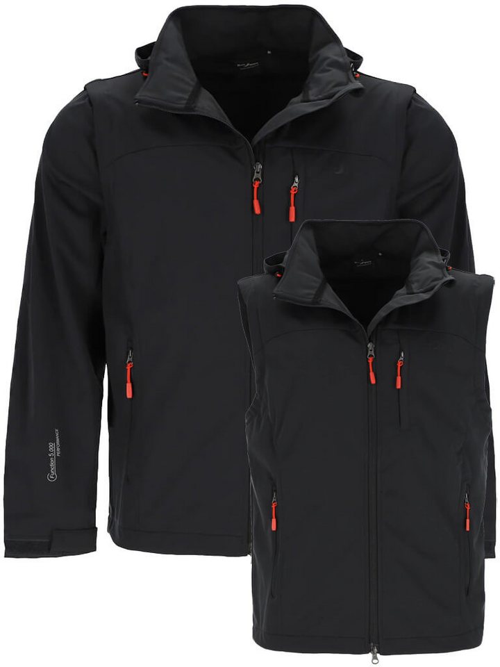 Blue Wave Softshelljacke Herren Outdoor-Jacke Jan mit abzippbaren Ärmeln und abnehmbarer Kapuze von Blue Wave