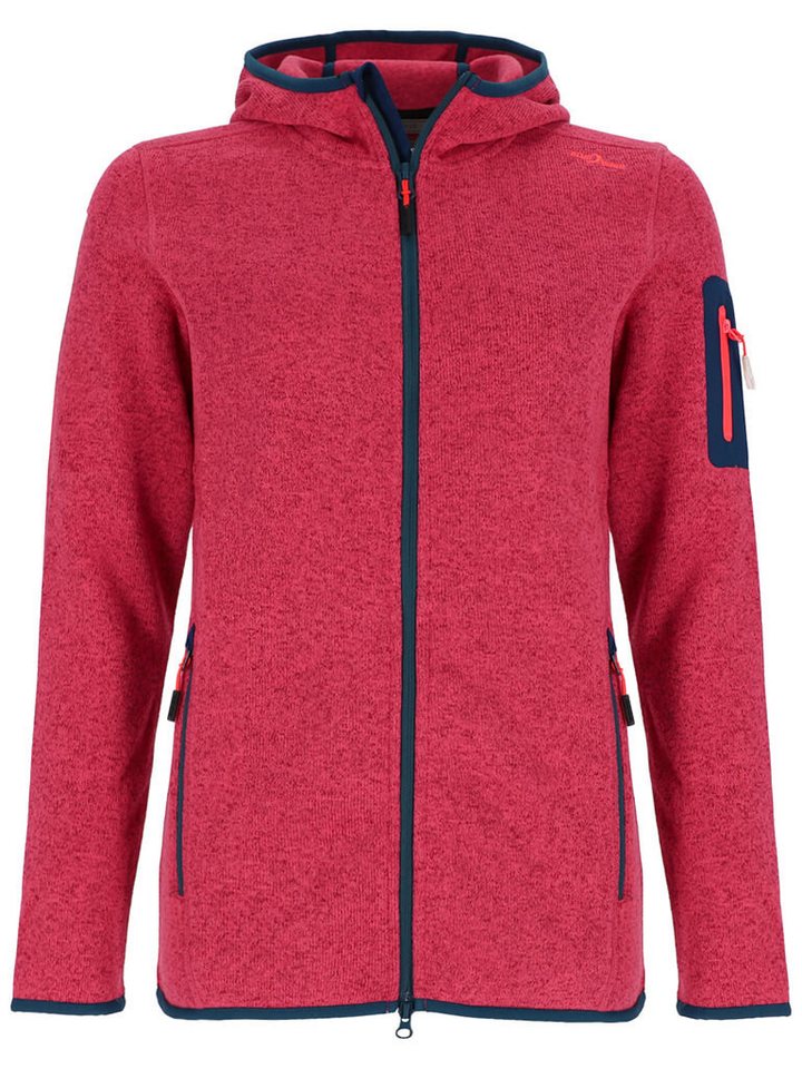 Blue Wave Strickfleecejacke Damen Fleecejacke Lotte mit Kapuze in Strick- und Melange-Optik von Blue Wave