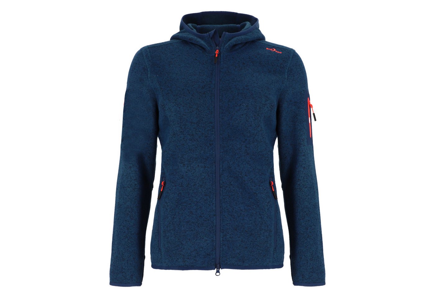 Blue Wave Strickfleecejacke Damen Fleecejacke Lotte mit Kapuze in Strick- und Melange-Optik von Blue Wave