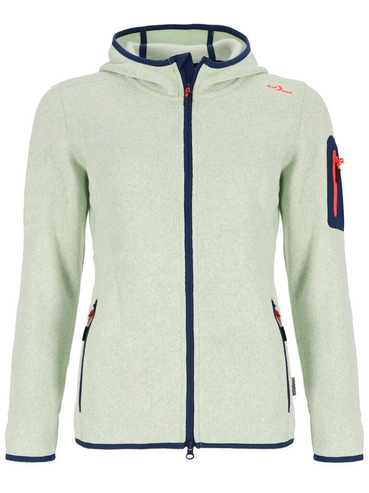 Blue Wave Strickfleecejacke Damen Fleecejacke Lotte mit Kapuze in Strick- und Melange-Optik von Blue Wave