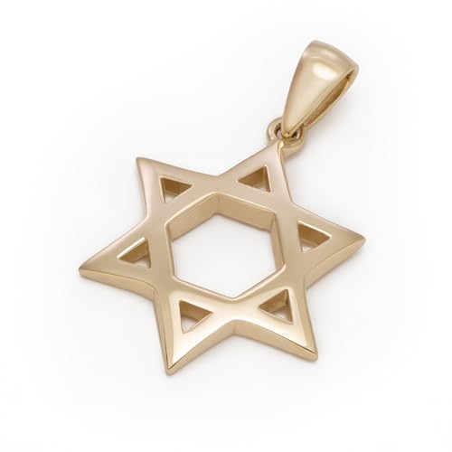 Blue White Shop 14K Gold Klassische Davidstern-Halskette Magen David jüdischer Judaica-Schmuck (Gold) von Blue White Shop