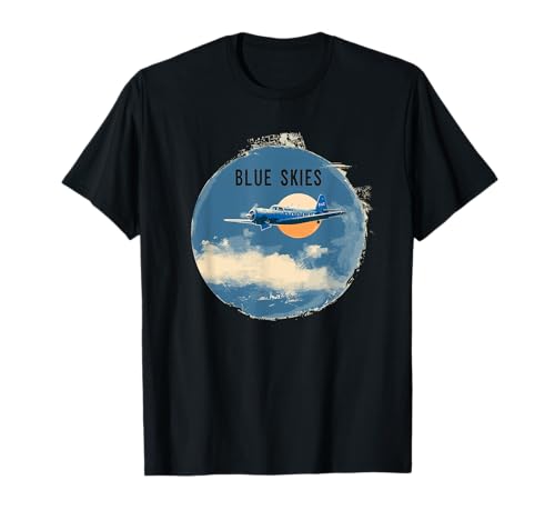 Cooles blaues Himmel mit Flugzeug Outfit für Jungen und Mädchen T-Shirt von Blue skies Outfit