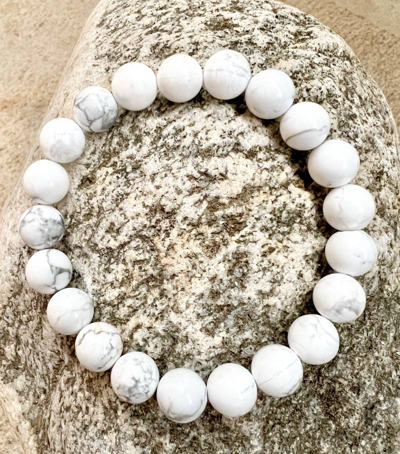 Weißes Howlith Armband | Kristall 8mm Schmuck Stretch-Armband Heilendes Kaufen Sie 3 Bekommen 1 Gratis von BlueBeckett