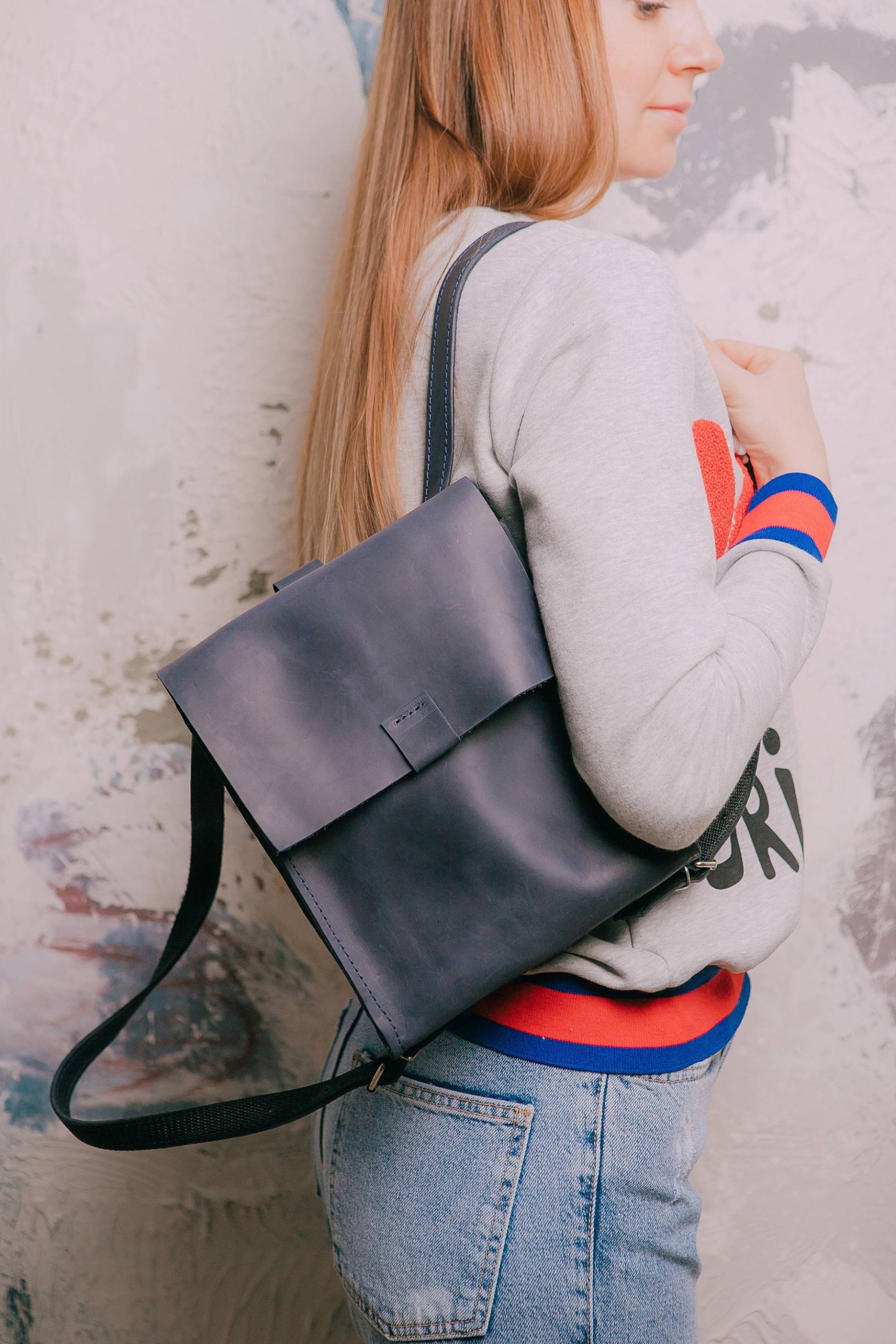 Mini Rucksack Leder Frauen Schwarz Mädchen Stadt Reiserucksack Hipster Niedlich von BlueBerryCraftStudio